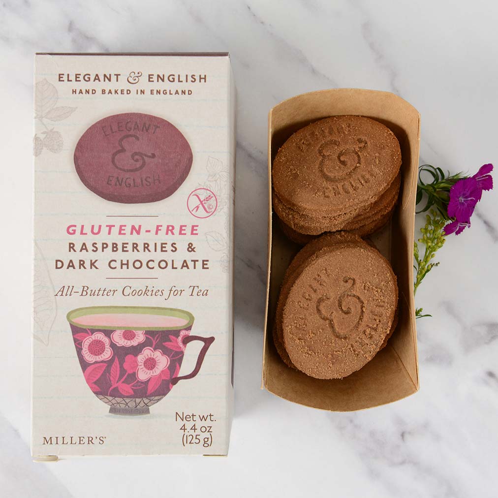 Gluten-Free Tea Butter Cookies with Raspberries and Dark Chocolate