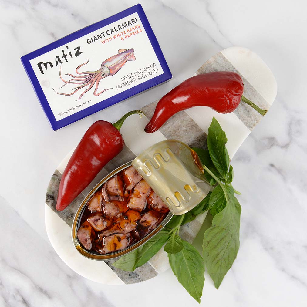 Giant Calamari with White Beans and Paprika