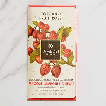 Toscano Frutti Rossi - 70% Dark Chocolate Bar with Strawberries, Raspberries & Cherries