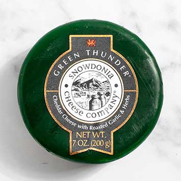 Green Thunder Welsh Truckle Cheese - Mature Cheddar with Garlic & Herbs