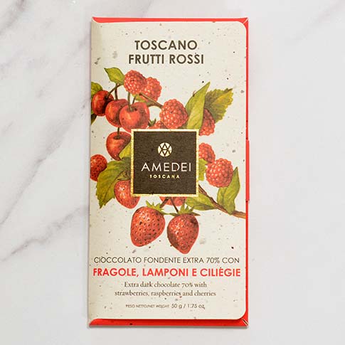Toscano Frutti Rossi - 70% Dark Chocolate Bar with Strawberries, Raspberries & Cherries